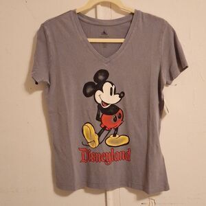 Mickey Mouse gray v neck tee shirt Disney theme Park merch